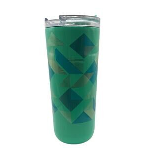 DAVIDsTEA Geometric Green and Blue Travel Mug Tumbler 20 oz